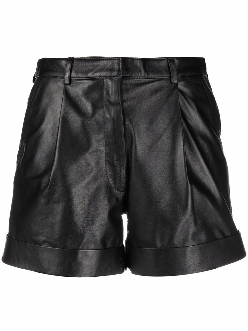 Jett high-waisted leather shorts 1