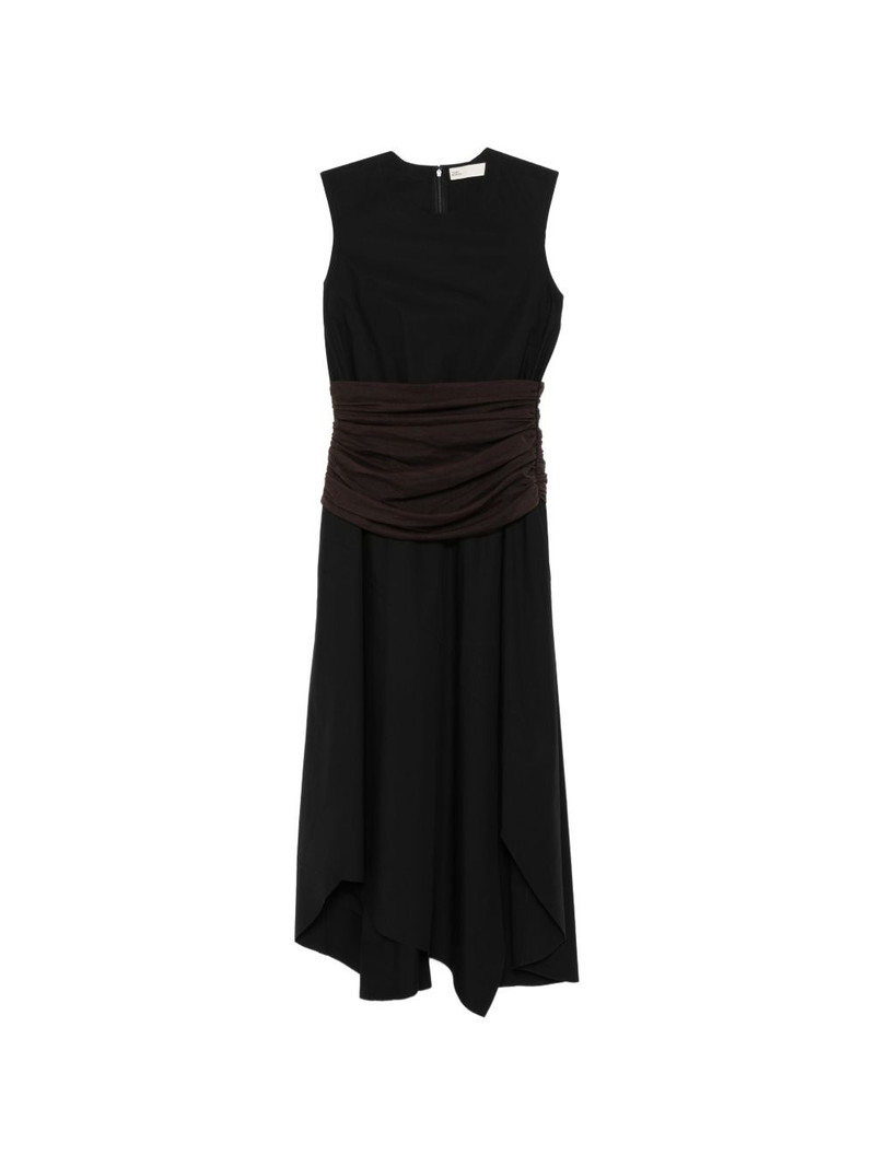 ruched-detail sleeveless midi dress 1