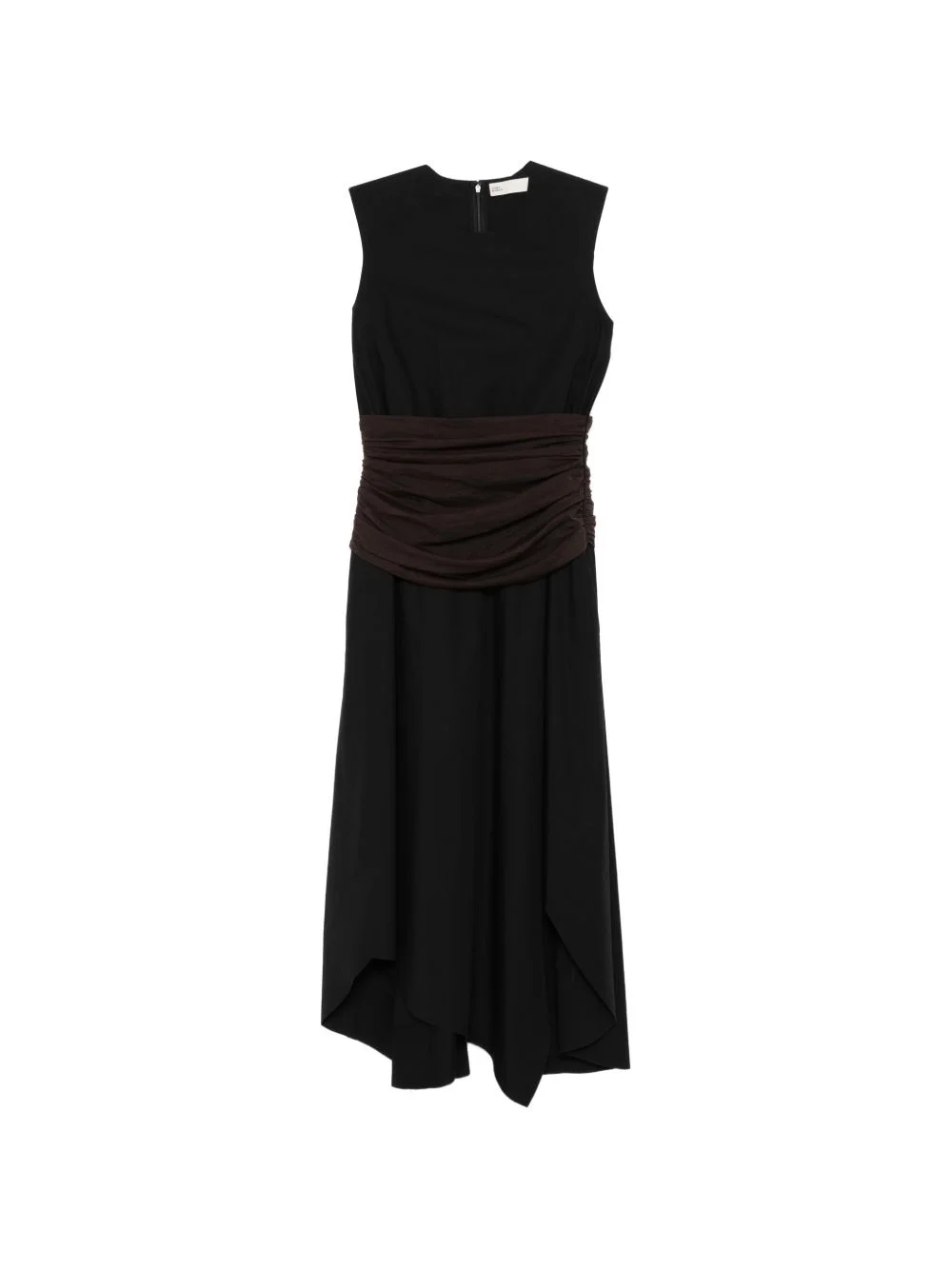 ruched-detail sleeveless midi dress - 1