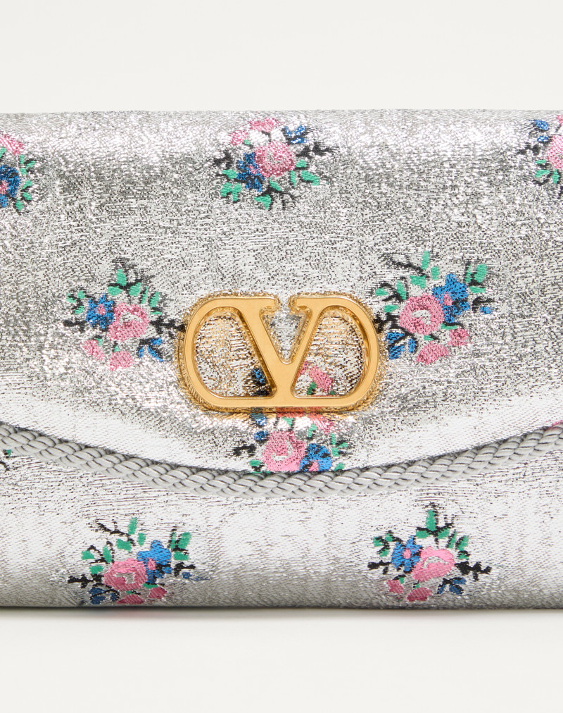 VALENTINO GARAVANI DEVAIN SMALL SHOULDER BAG IN FLORAL LUREX JACQUARD FABRIC 8
