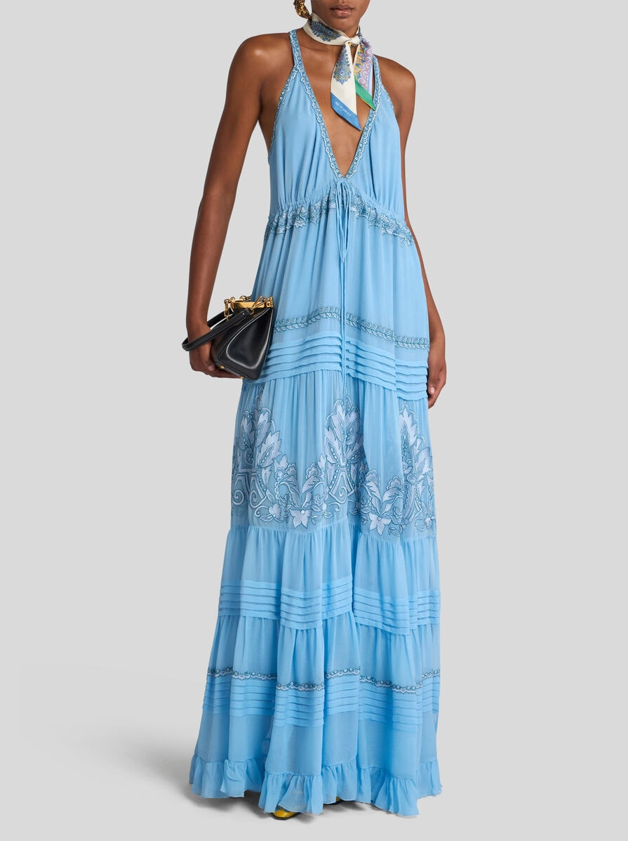 EMBROIDERED SILK MAXI DRESS - 3