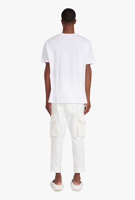 Oversized white eco-designed cotton T-shirt with black and silver Balmain logo print - 3