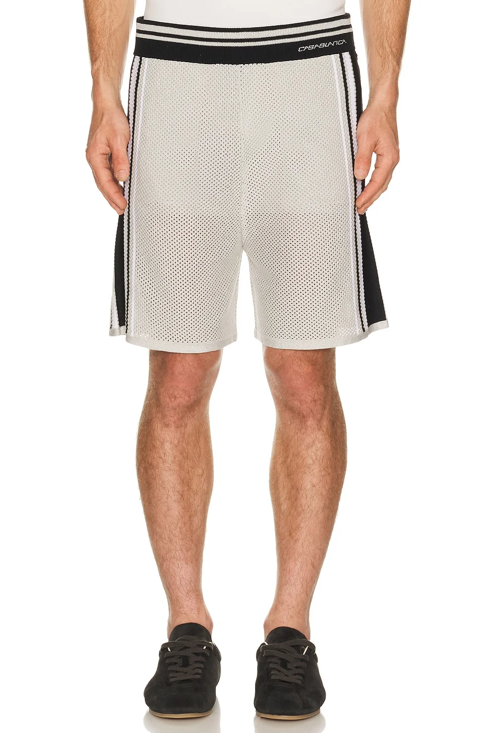 Metallic Mesh Stripe Shorts - 1