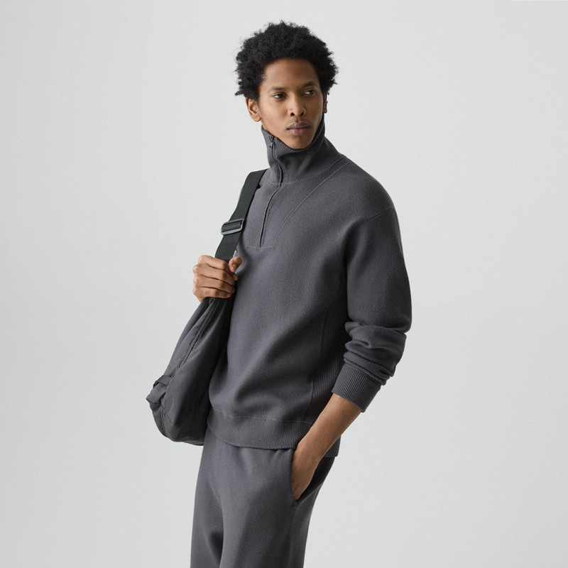 Relaxed Quarter-Zip Sweatshirt in Wool Bilen 3