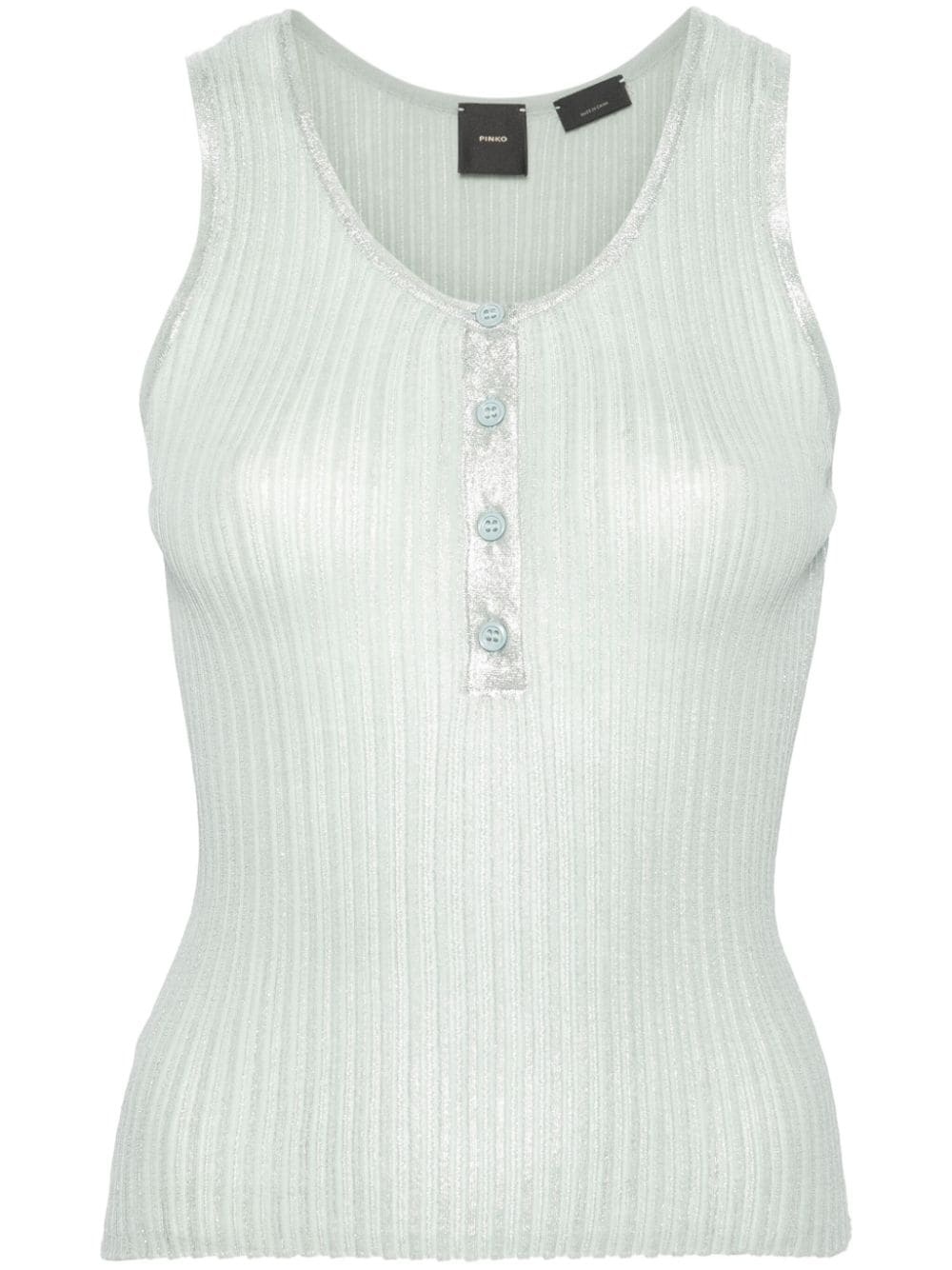 metallic-sheen ribbed-knit tank top - 1