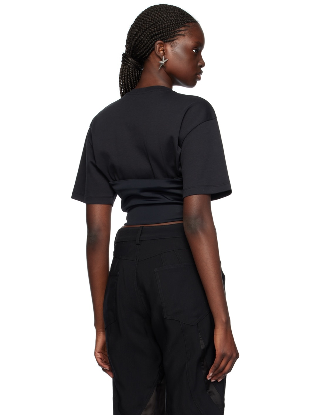 Black Lace-Up T-Shirt - 3