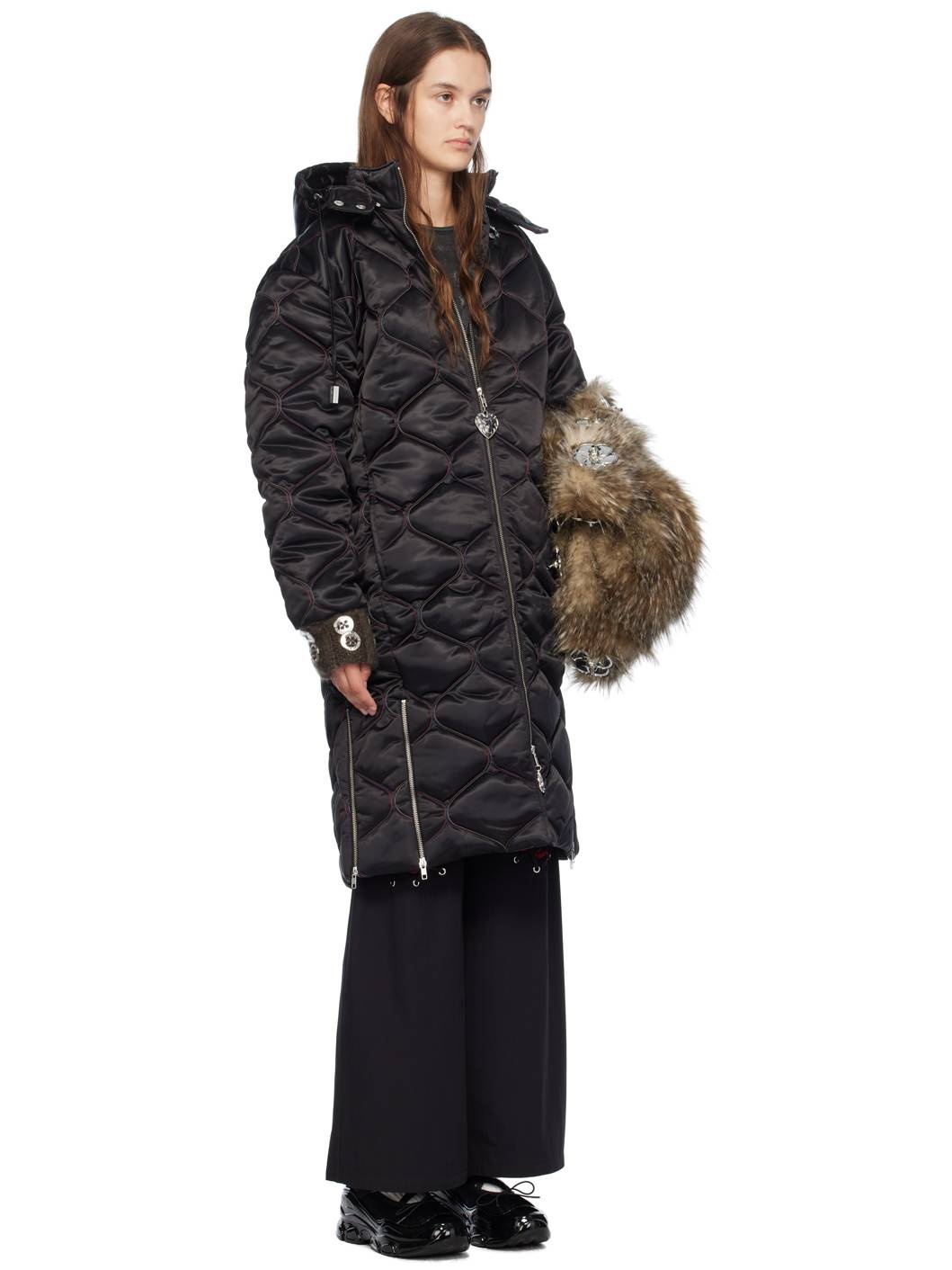 Black Lovey Long Puffer Coat - 2