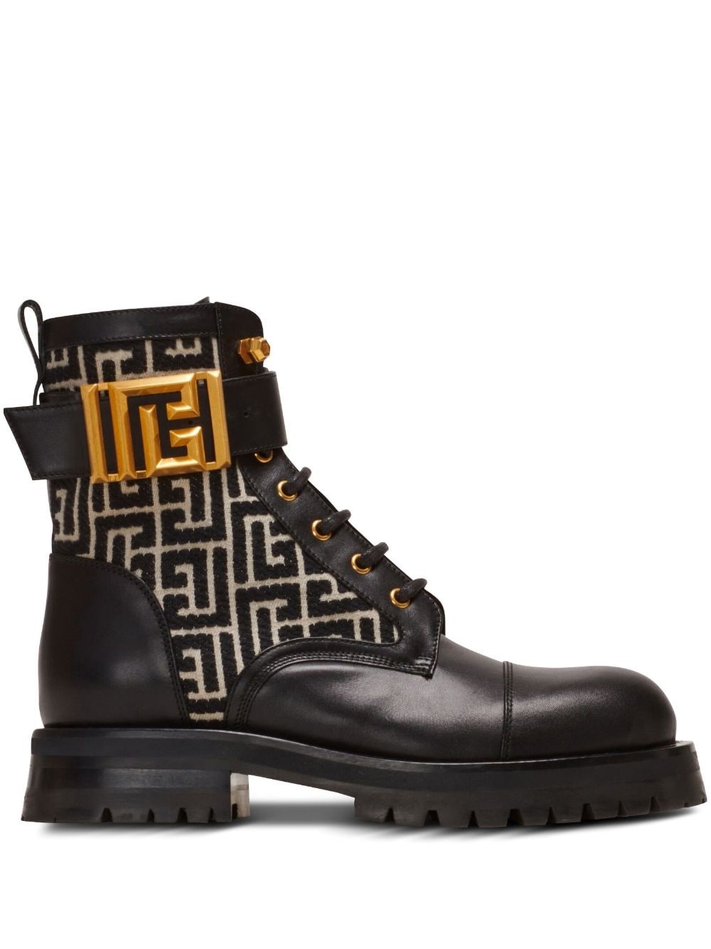 Charlie monogram-jacquard leather boots - 1
