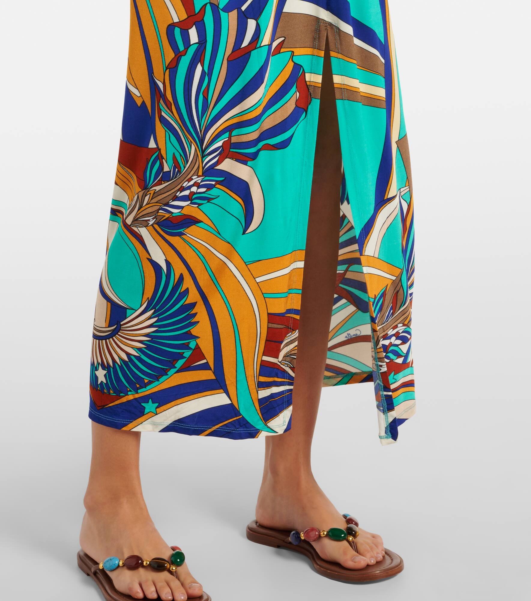 Draped printed jersey maxi dress - 5
