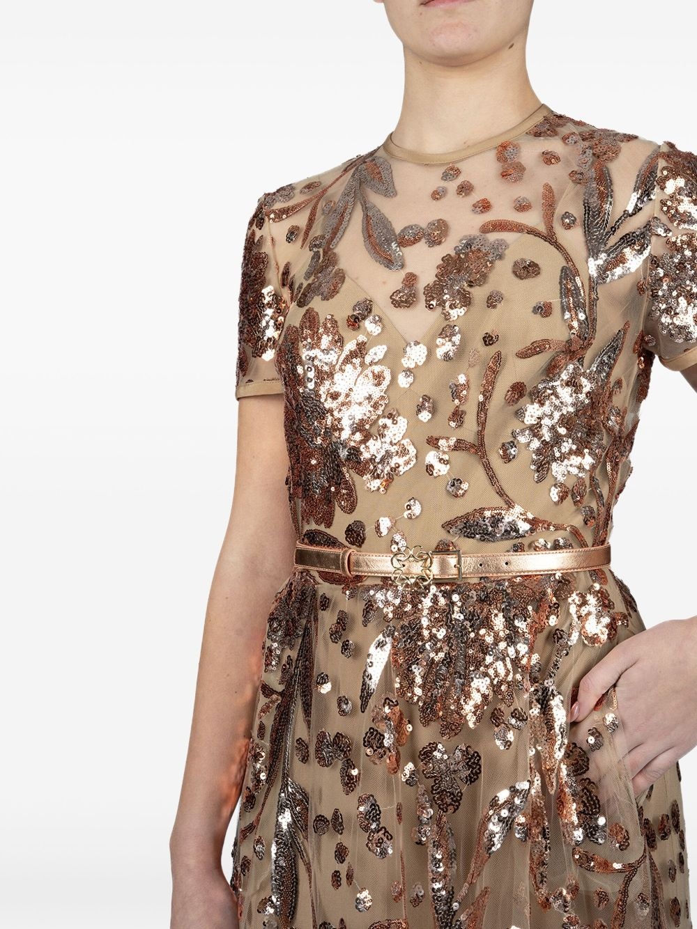 embroidered tulle midi dress - 5