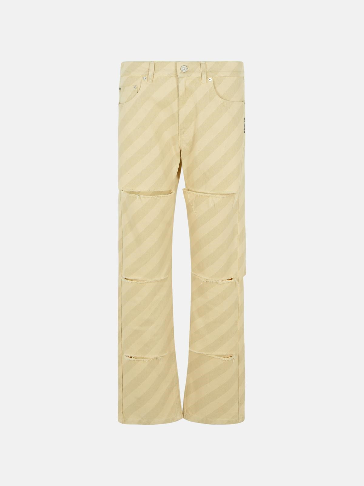 BEIGE COTTON JEANS - 1