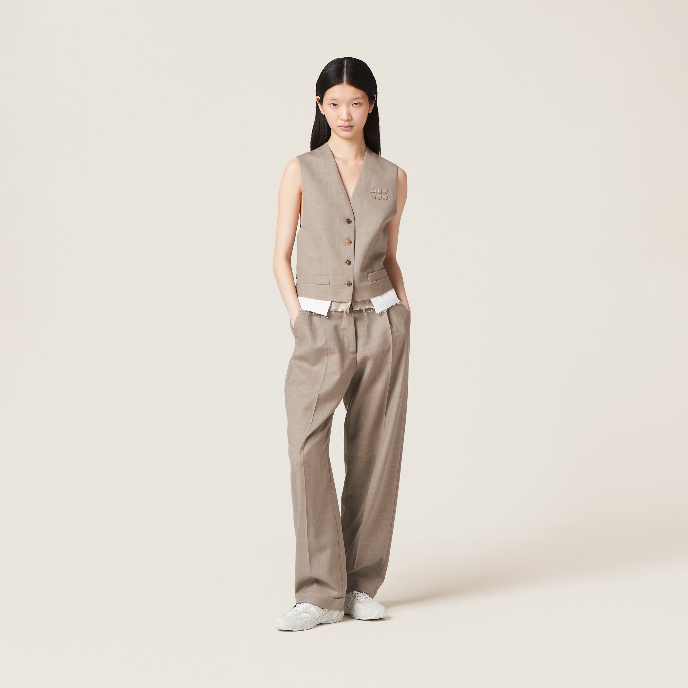 Single-breasted gabardine vest - 3