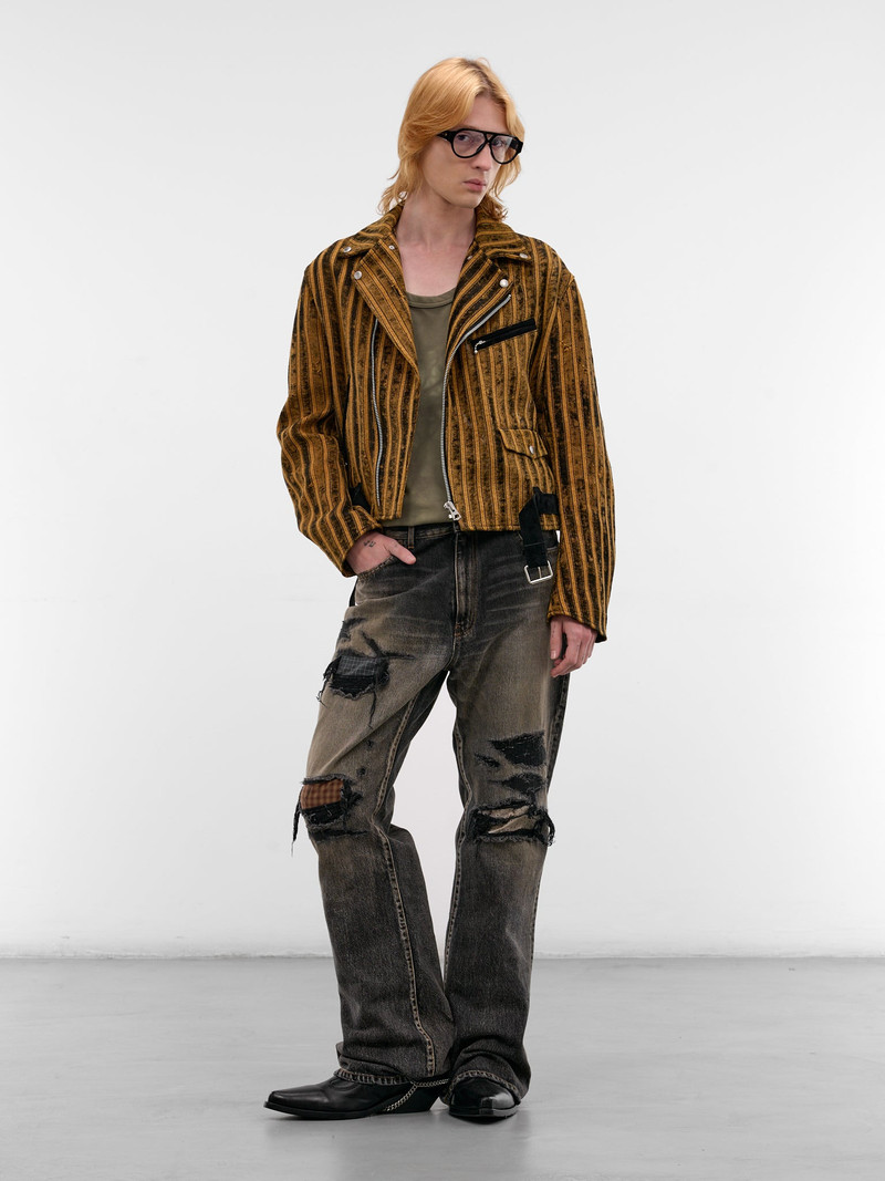 Junya Watanabe MAN Black Striped Double-Rider Jacket outlook