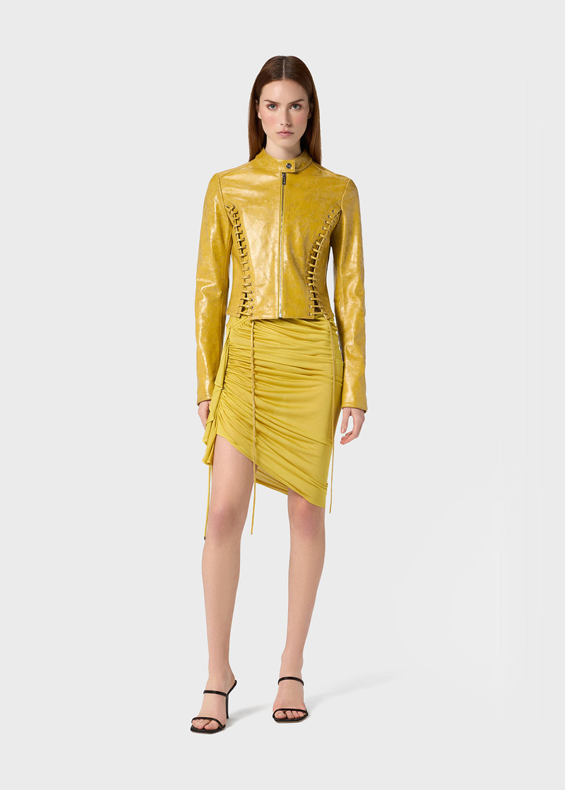 Blumarine JACKET IN CRACKLE-EFFECT LEATHER outlook