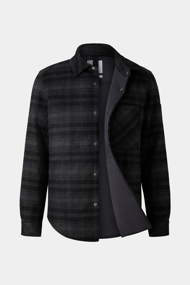 Olli Flannel shirt jacket in Gray/Black 2