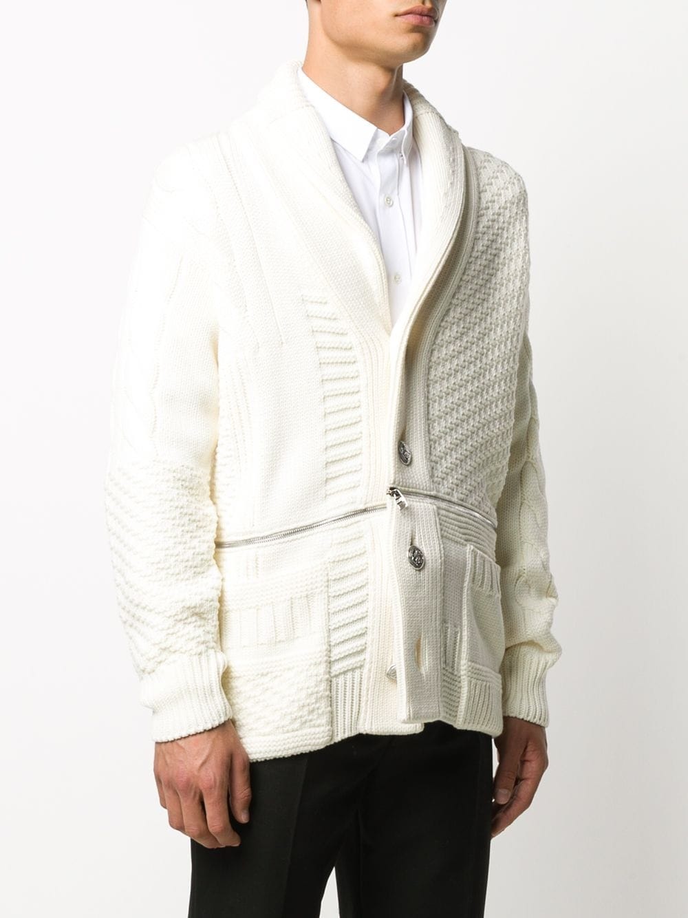 panelled zipped cardigan - 3