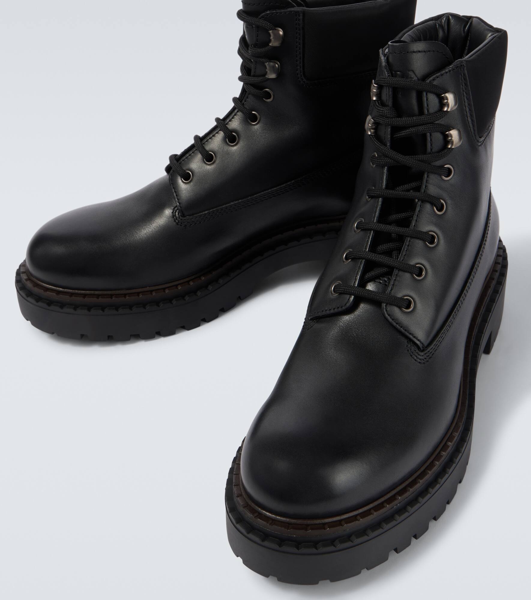 Leather and Re-Nylon ankle boots - 3