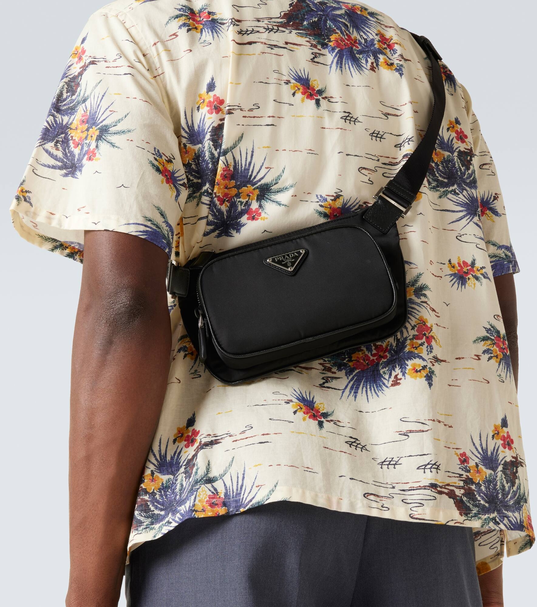 Re-Nylon leather-trimmed belt bag - 3