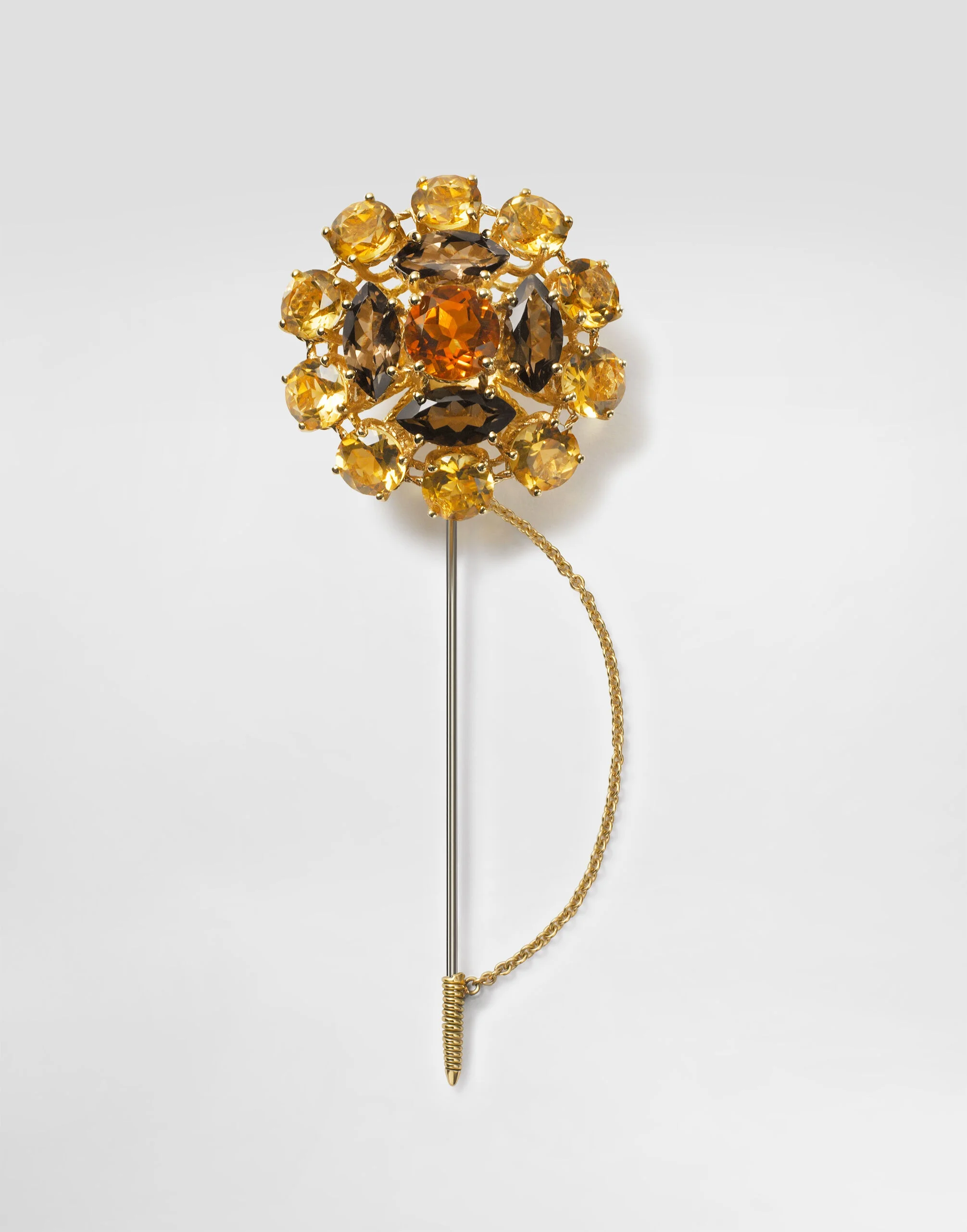 Sicily Brooch 18-carat yellow and white gold, Madera quartz, smoky quartz and citrines. - 1