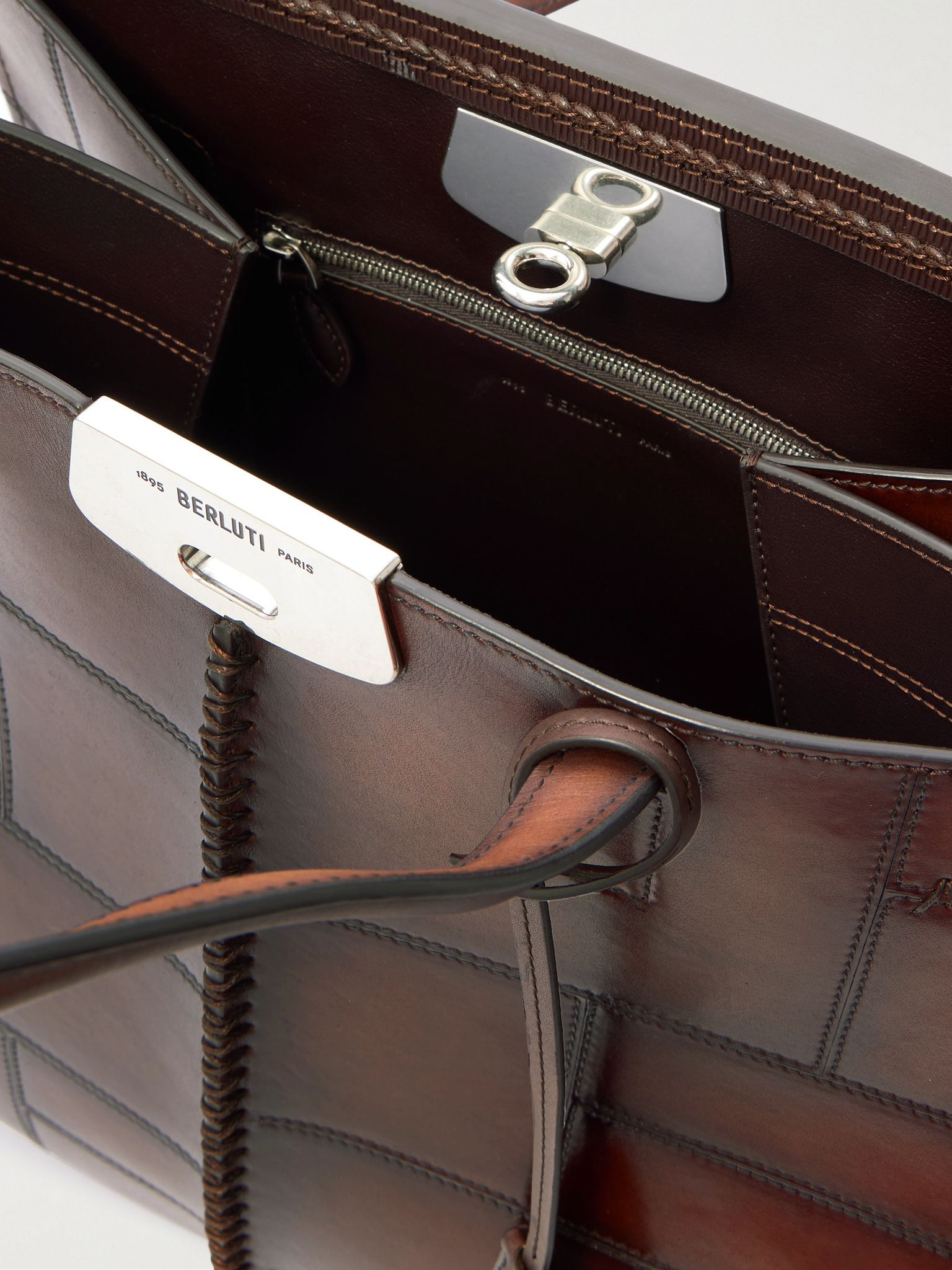 Luti 38 Patchwork Venezia Mosaico Leather Tote Bag Brown - 5