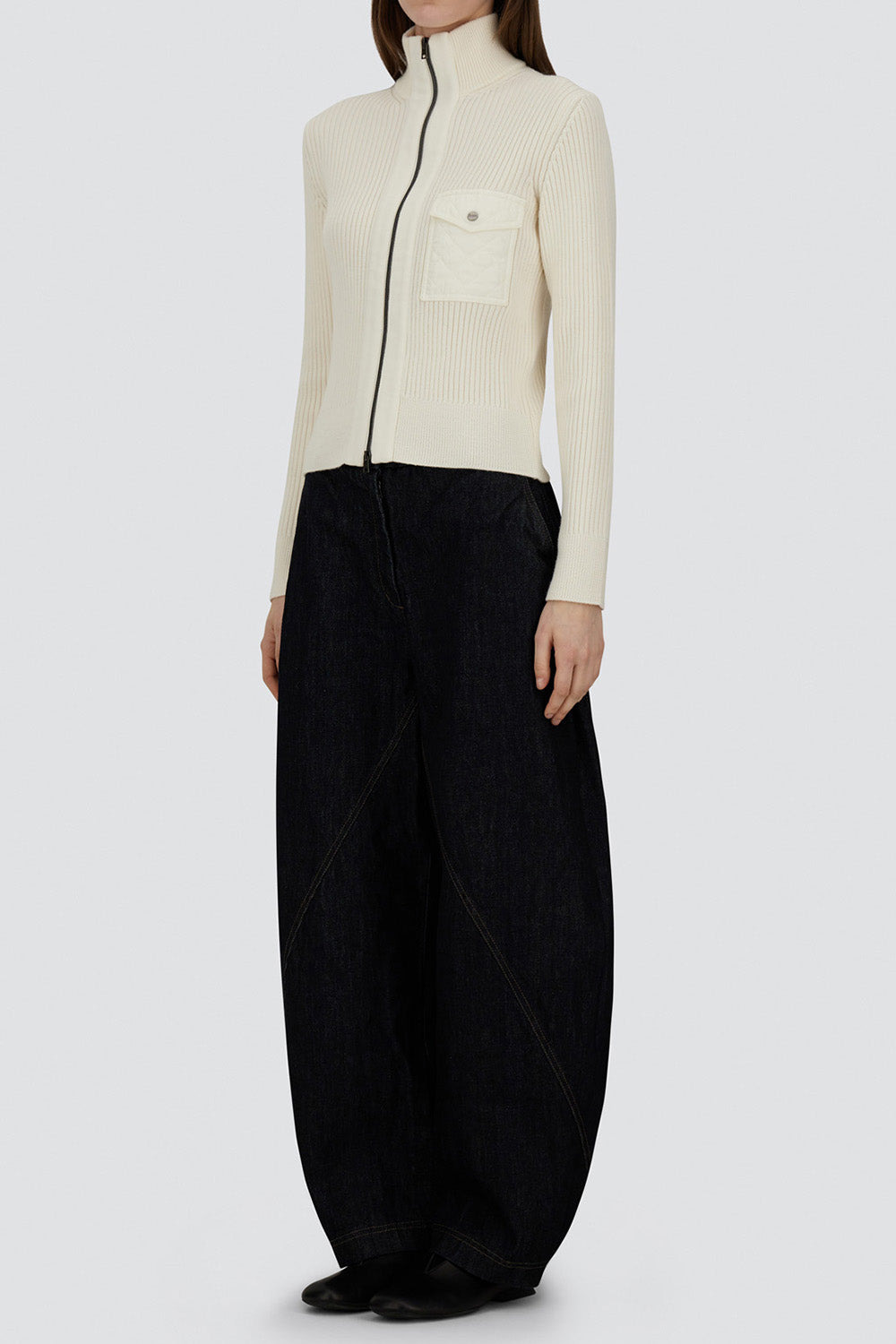 Wool Cardigan With Nylon Trim - 3