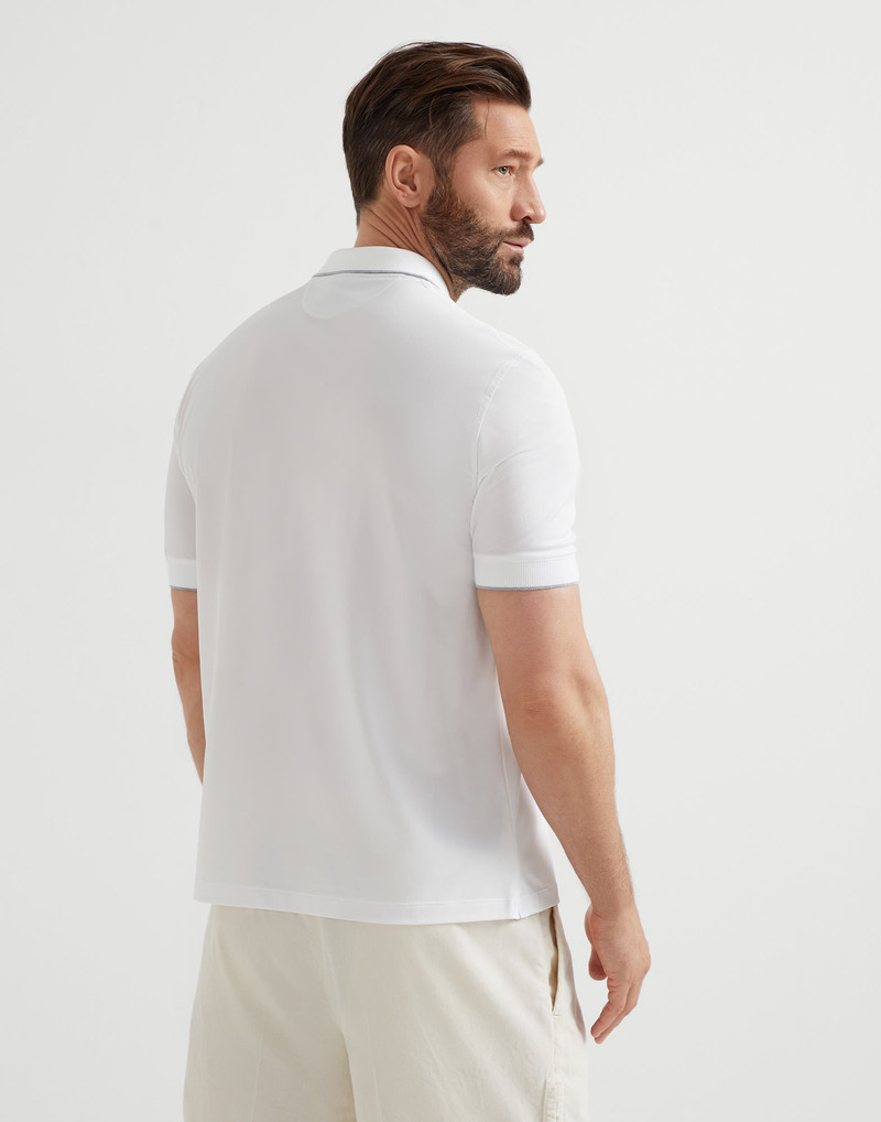 Brunello Cucinelli Techno piqué polo shirt with half zip outlook