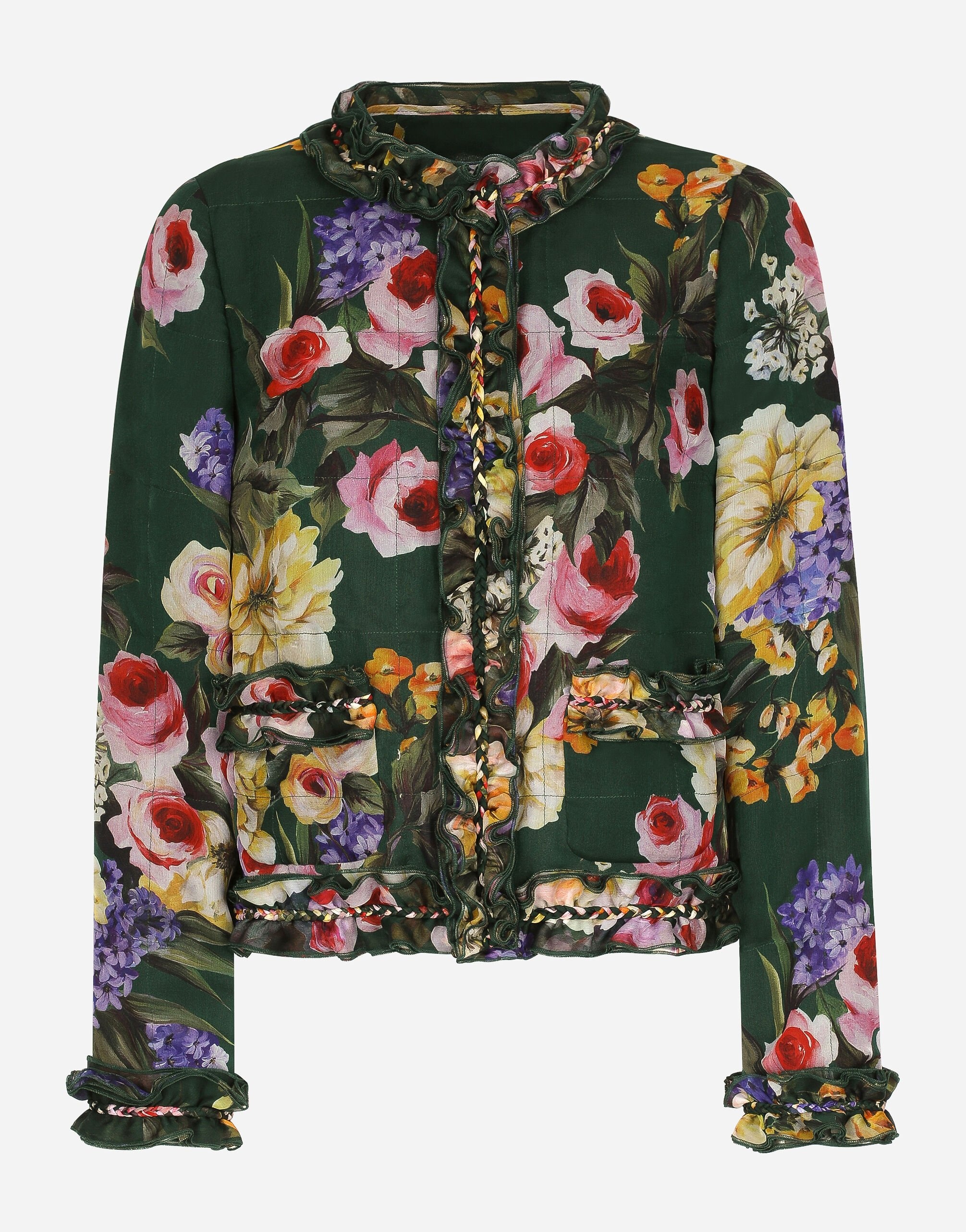 Garden-print chiffon jacket - 1