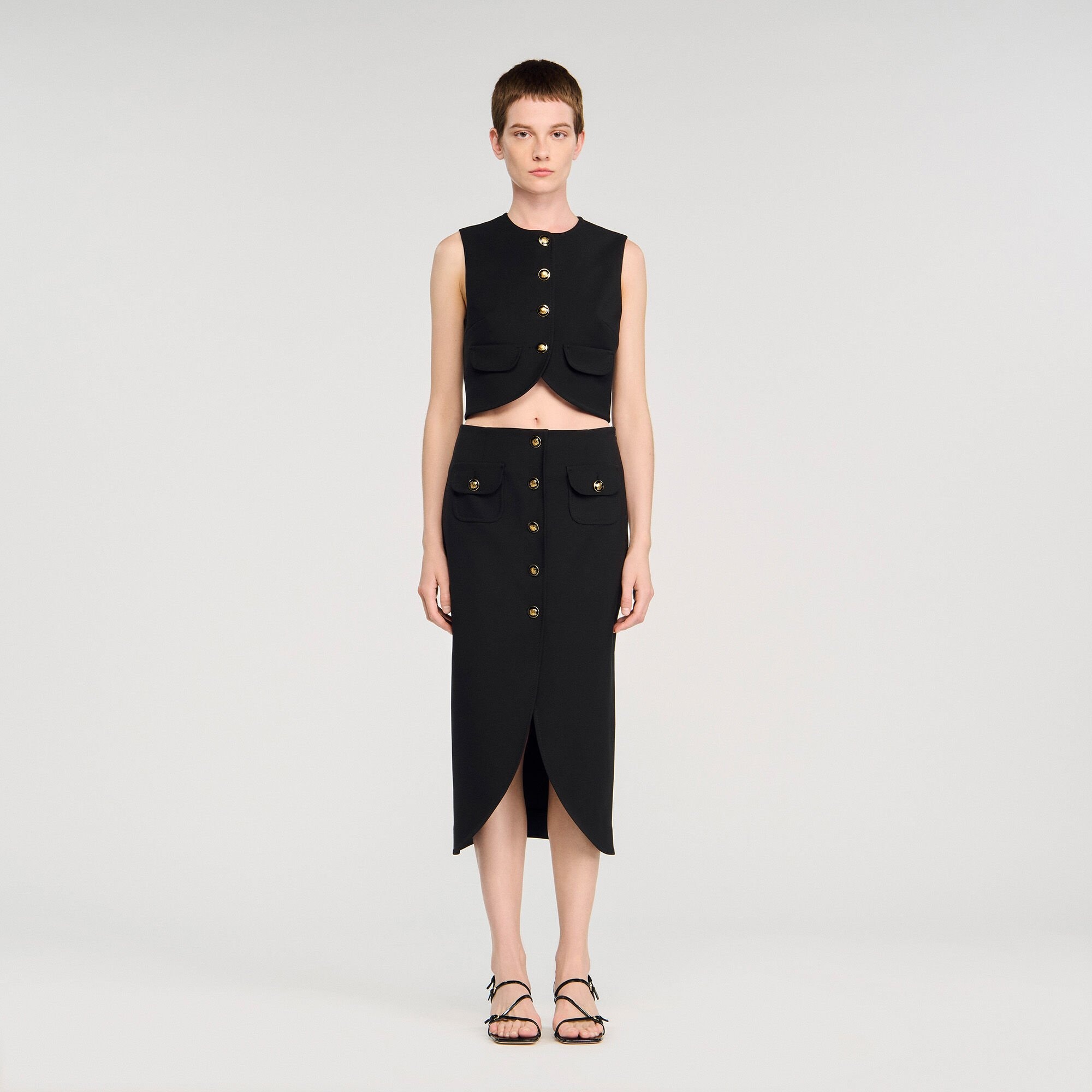 BUTTONED MIDI SKIRT - 2