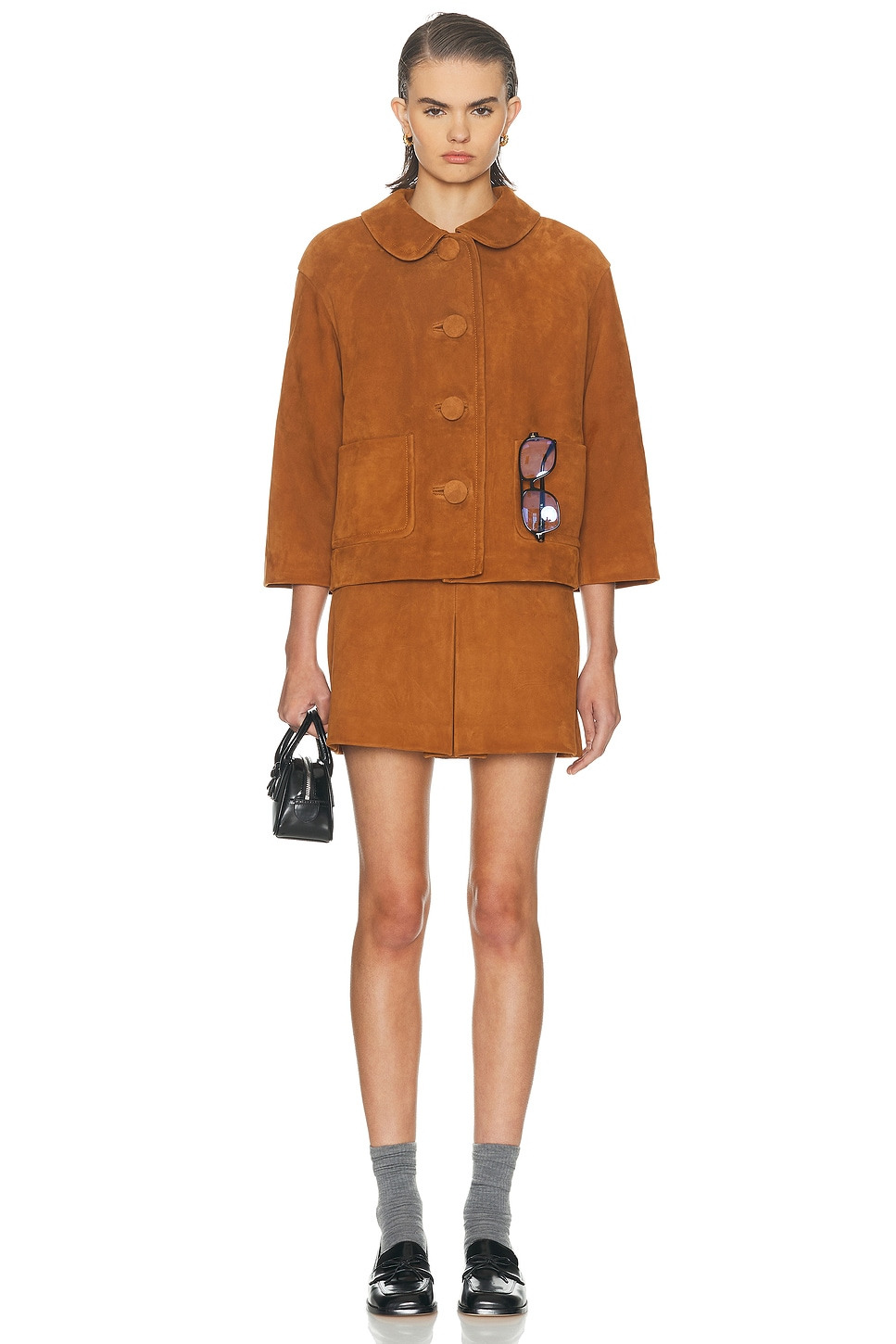 Suede Box Pleat Mini Skirt - 5