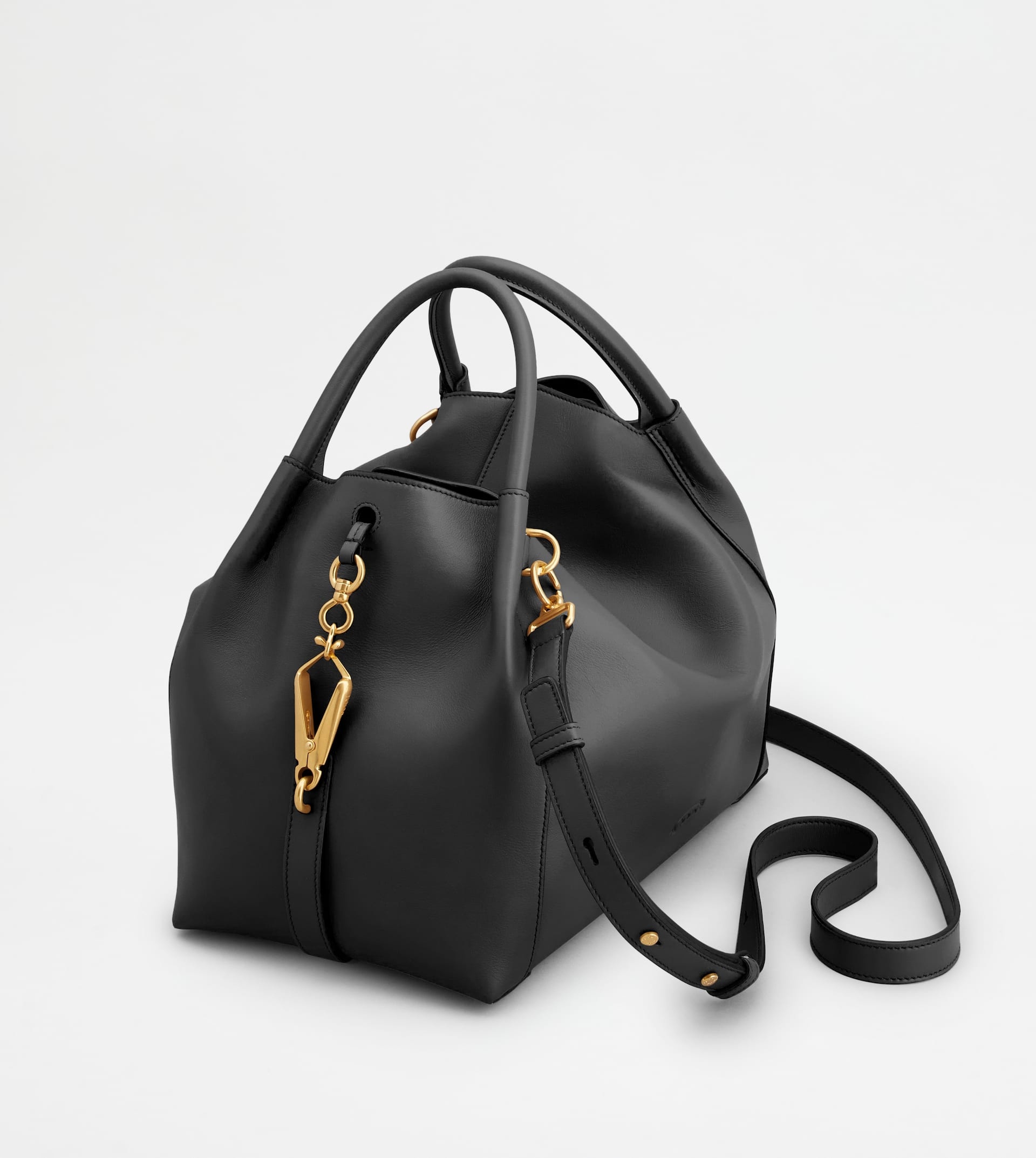 SATCHEL IN LEATHER SMALL - BLACK - 5