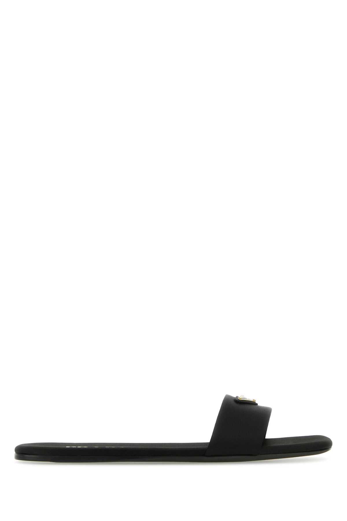 Prada Women Black Satin Slippers - 1