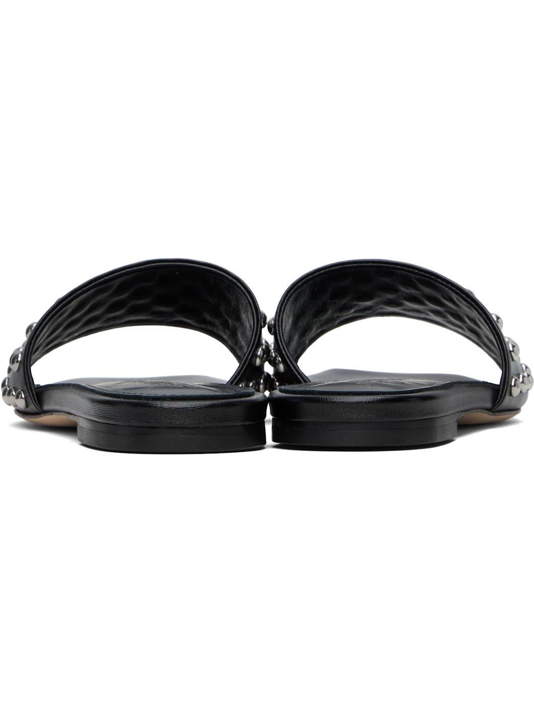 Black Anna Studded Leather Sandals - 2