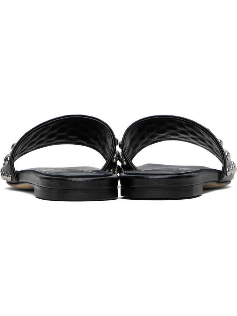 Black Anna Studded Leather Sandals 2