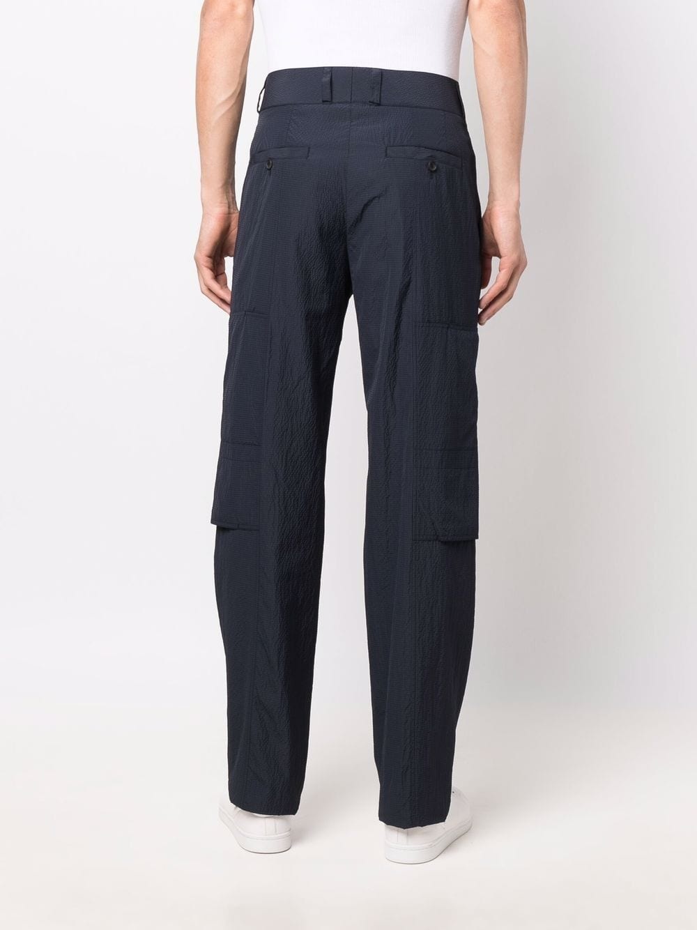 multi-pocket seersucker trousers - 4