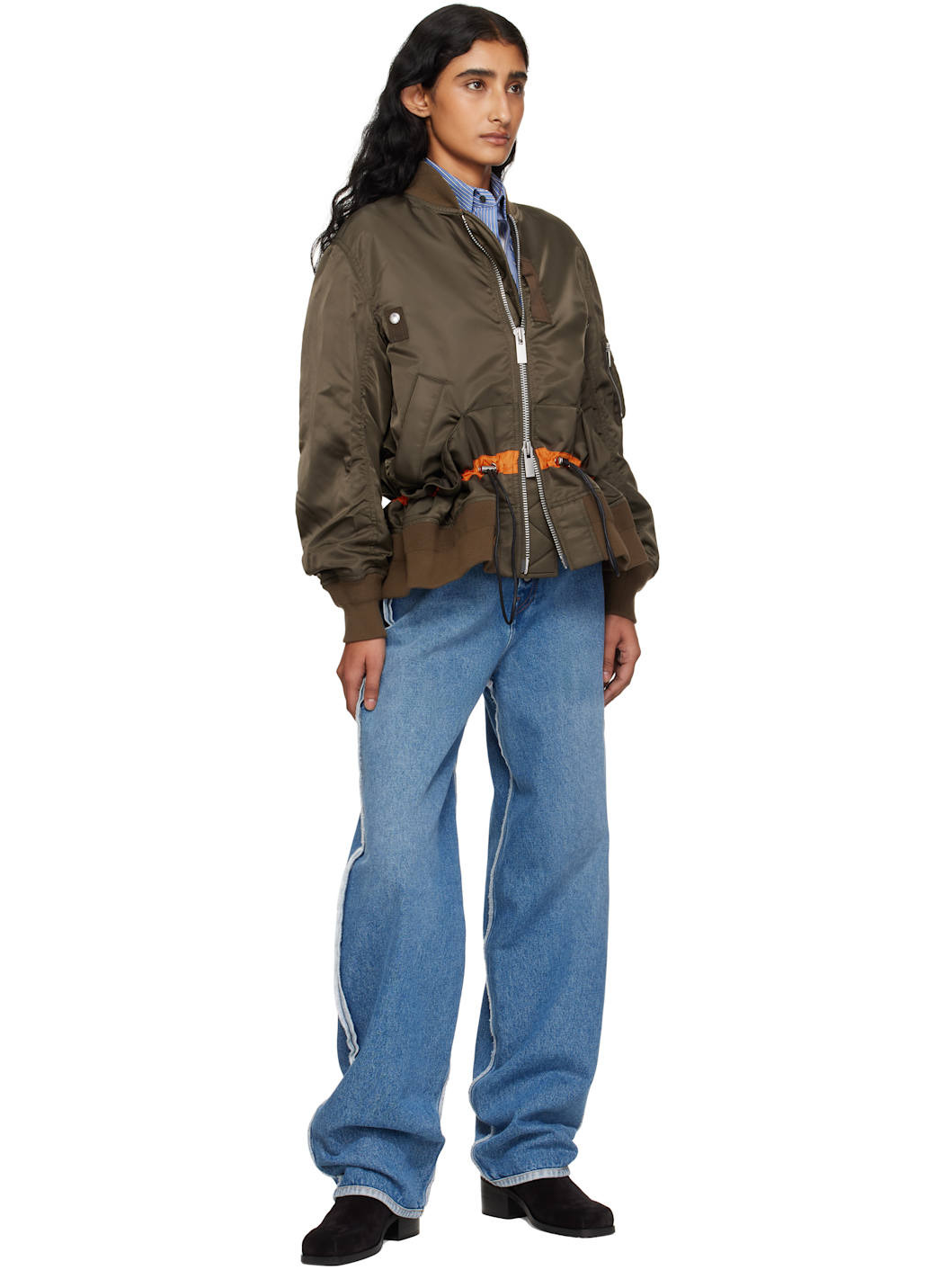Khaki Nylon Twill Blouson Bomber Jacket - 4