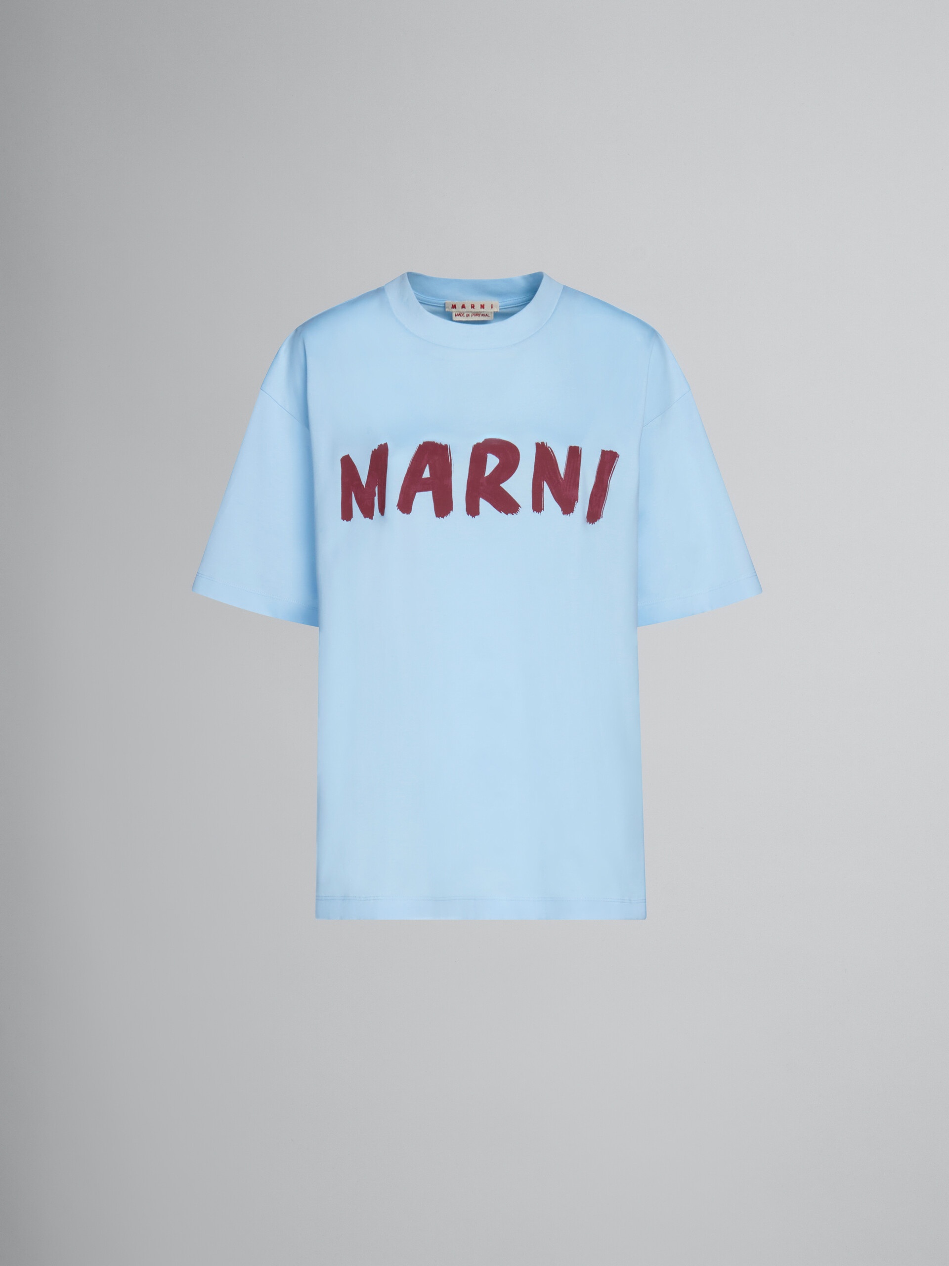 MARNI::Tシャツ:40[RESALE] Marni LIGHT BLUE T-SHIRT WITH MARNI PRINT | REVERSIBLE