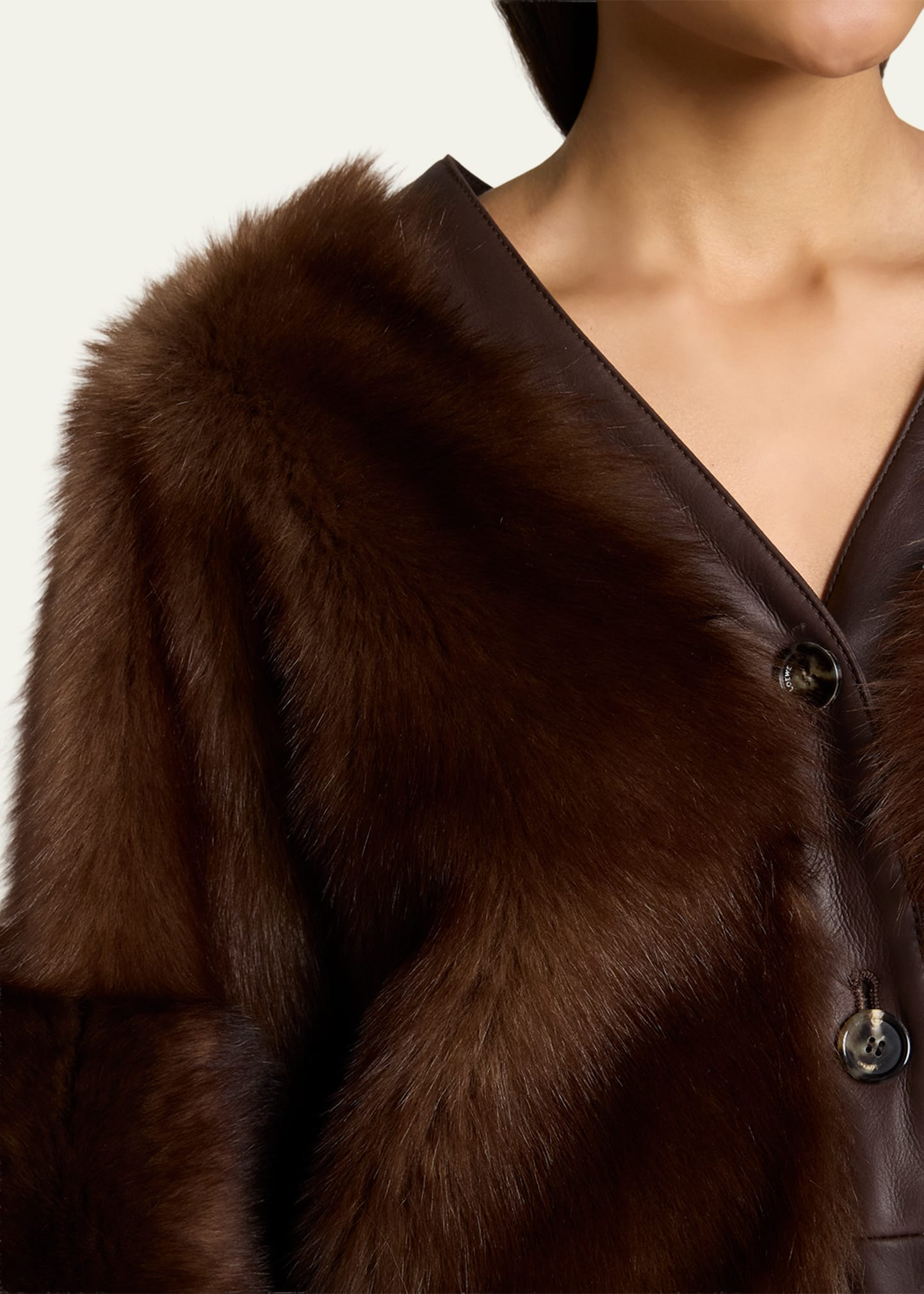 Lamb Shearling V-Neck Cardigan - 5