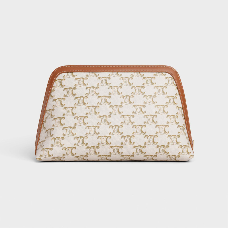 LARGE COSMETIC POUCH IN TRIOMPHE CANVAS AND CALFSKIN 3