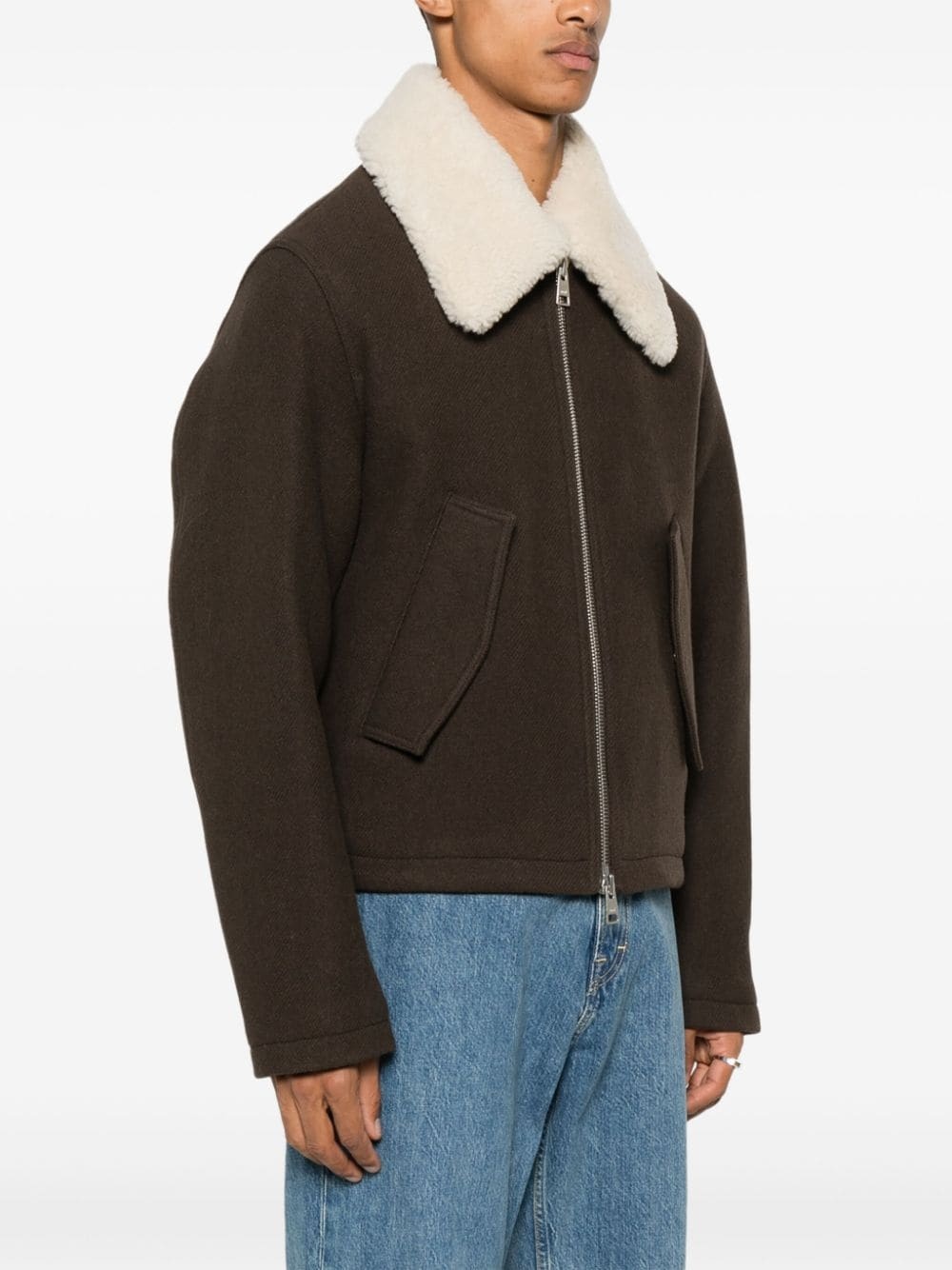 shearling-collar Aviator jacket - 3