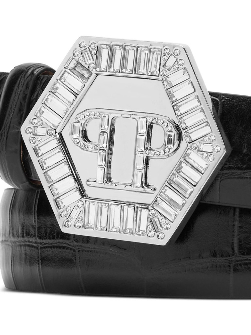 logo-plaque leather belt 3