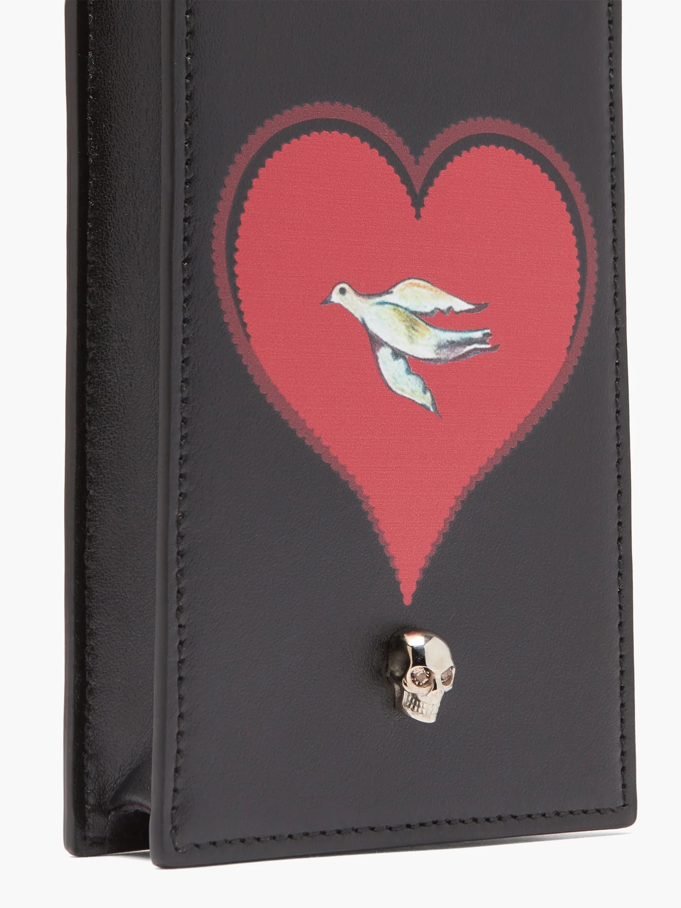 Skull and heart-print chain-strap phone case - 2