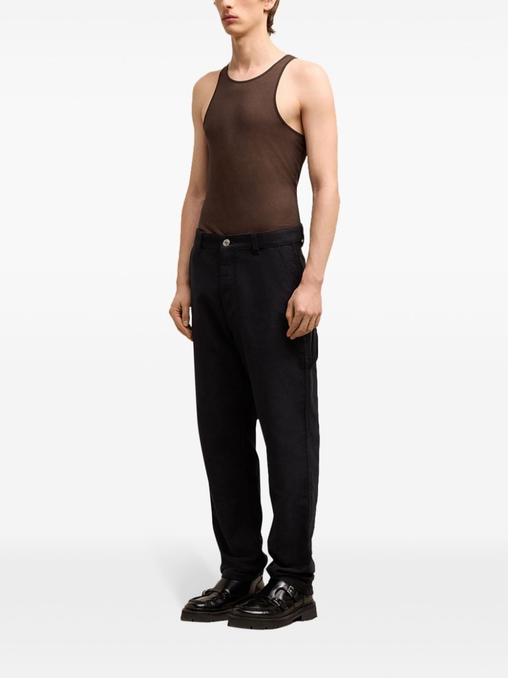 logo-patch straight-leg worker trousers - 3