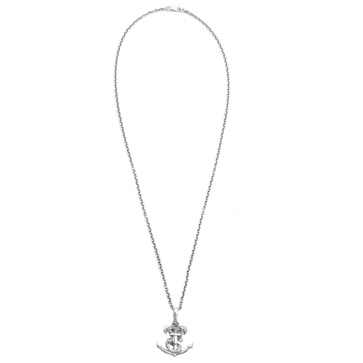 Snake Anchor Pendant Necklace in Silver - 1