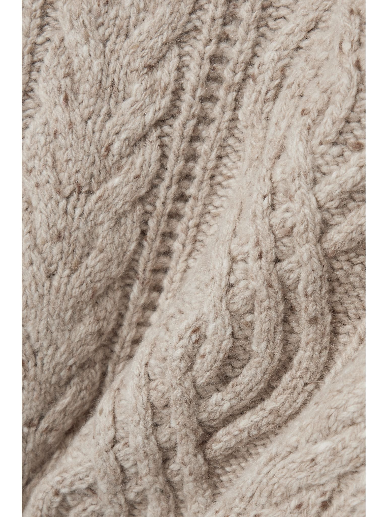 Cable-knit wool and cashmere-blend turtleneck sweater Sand - 4