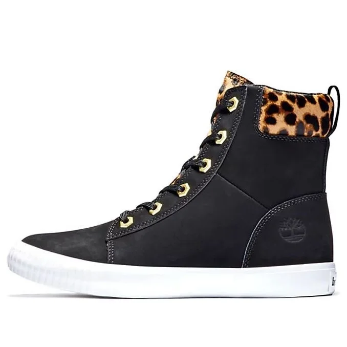 (WMNS) Timberland SKyla Bay 6 Inch Boot 'Black Nubuck wtih Cheetah Collar' A2F1P001 - 1