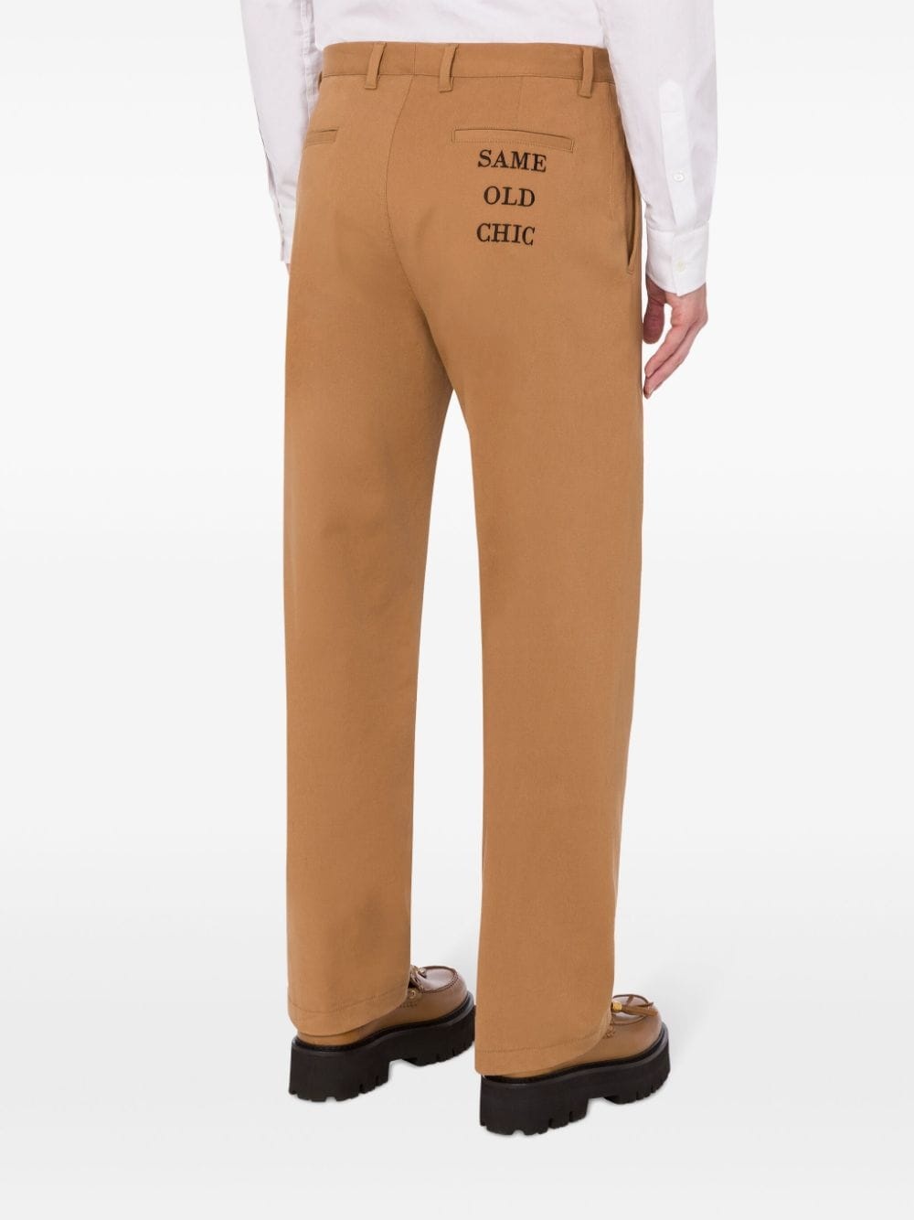 slogan-print cotton-blend trousers - 3