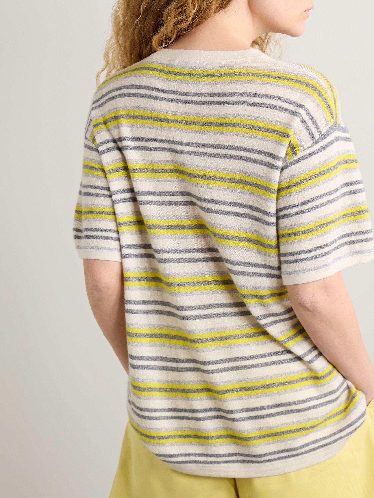 Beach Stripe Big Boy striped cashmere T-shirt Yellow - 4