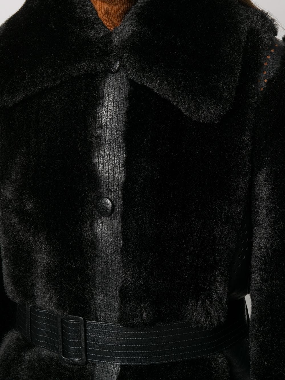 faux-shearling single-breasted coat - 5