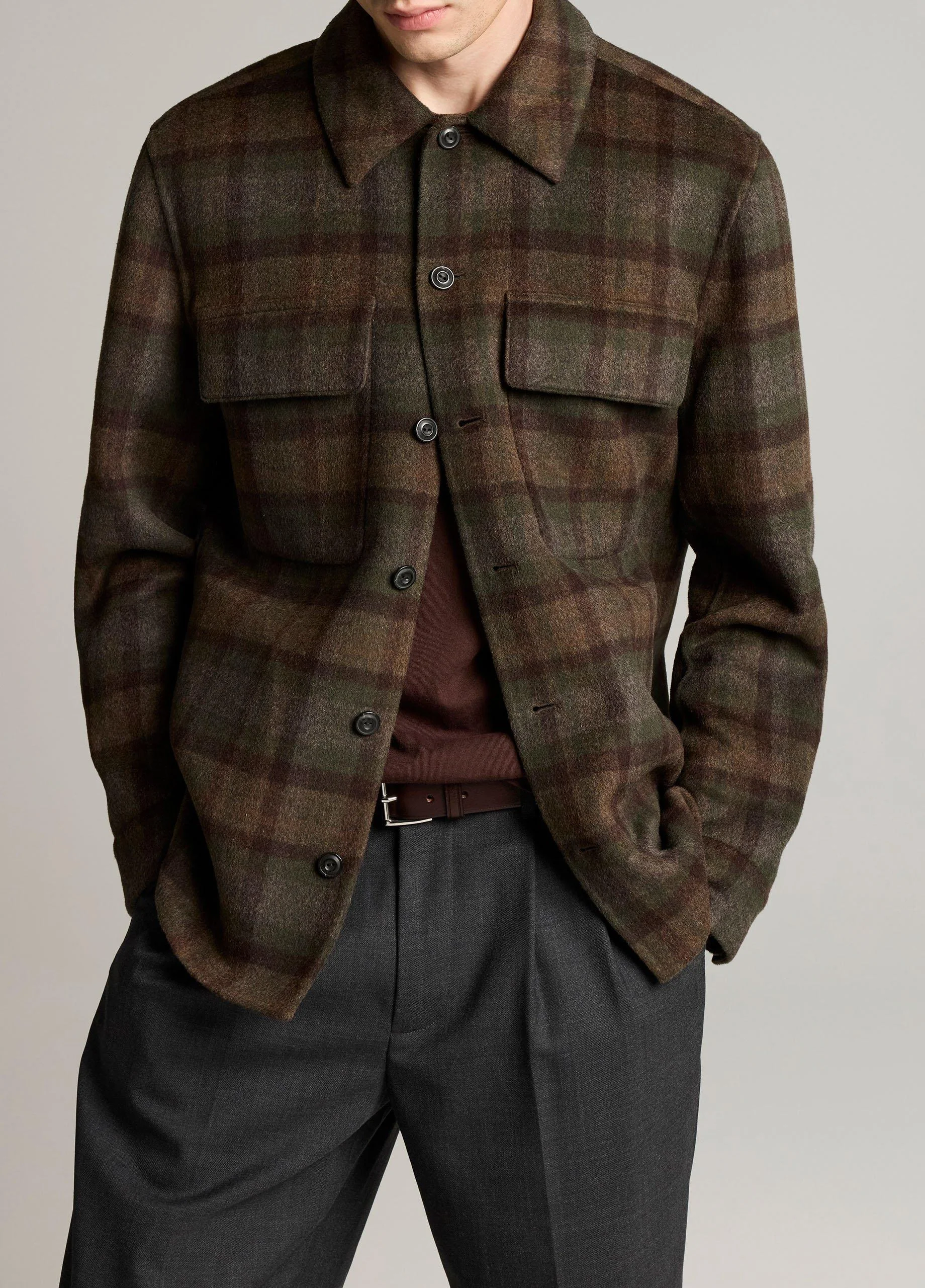Plaid Splittable Wool-Blend Shirt Jacket - 1