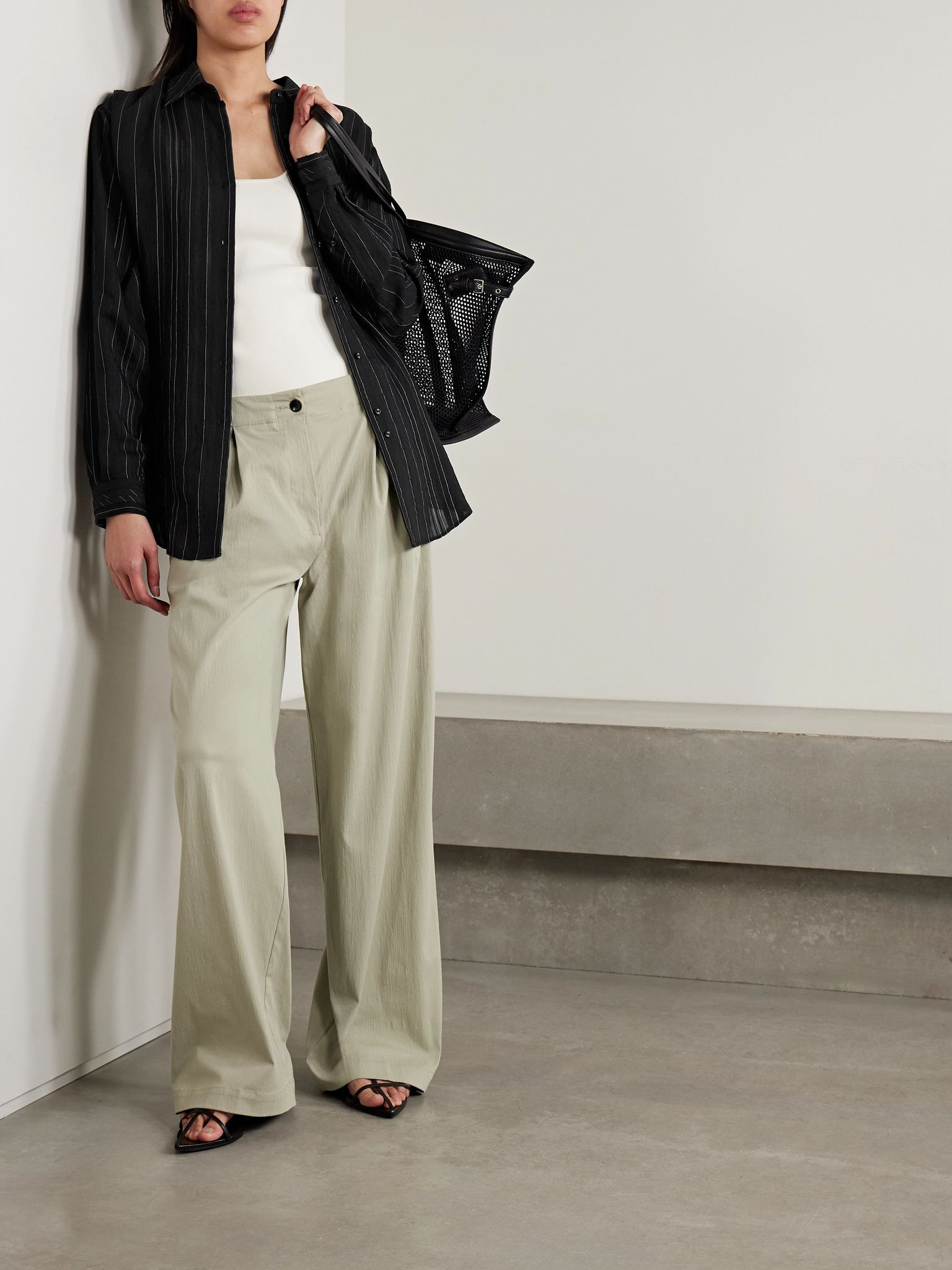 Raven striped voile shirt Black - 2